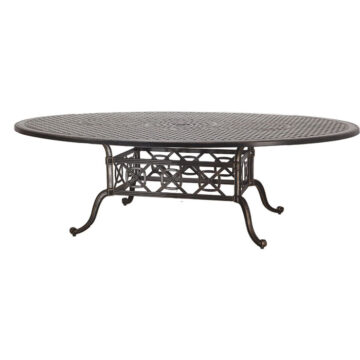 Grand Terrace Cast Aluminum 80 x 60 Geo Dining Table w/Umbrella Hole by Gensun