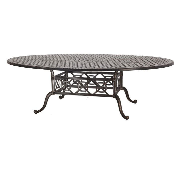 Grand Terrace Cast Aluminum 80 x 60 Geo Dining Table w/Umbrella Hole by Gensun