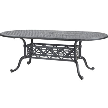 Grand Terrace Cast Aluminum 42 x 86 Oval Dining Table w/Umbrella Hole by Gensun