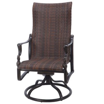 Bel Air Cast Aluminum Woven High Back Swivel Rocker Chair by Gensun