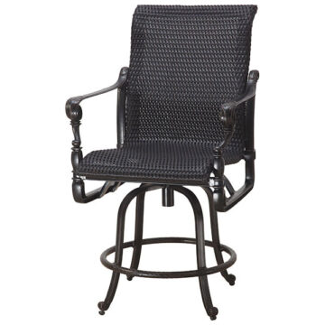 Grand Terrace Cast Aluminum Woven Swivel Balcony Stool by Gensun
