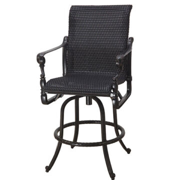 Grand Terrace Cast Aluminum Woven Swivel Bar Stool by Gensun