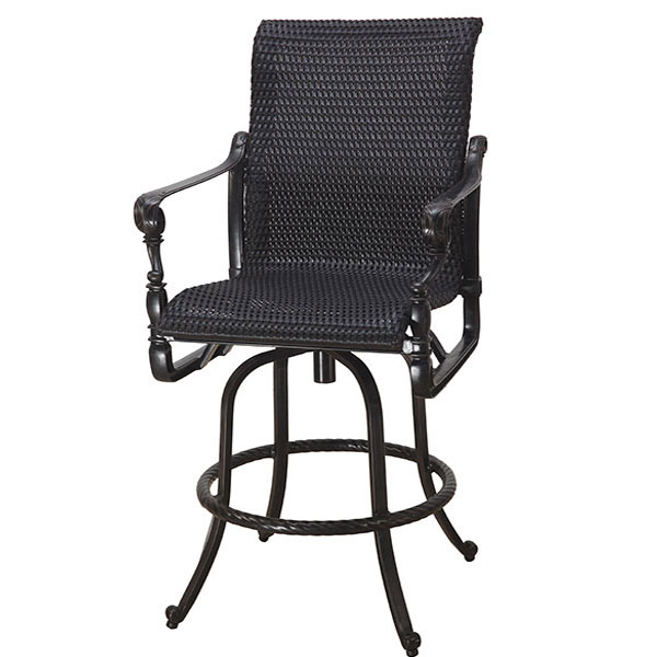 Grand Terrace Cast Aluminum Woven Swivel Bar Stool by Gensun