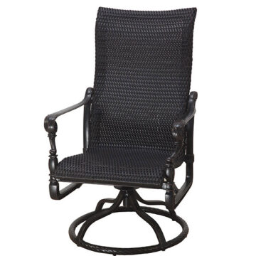 Grand Terrace Cast Aluminum Woven High Back Swivel Dining Chair by Gensun