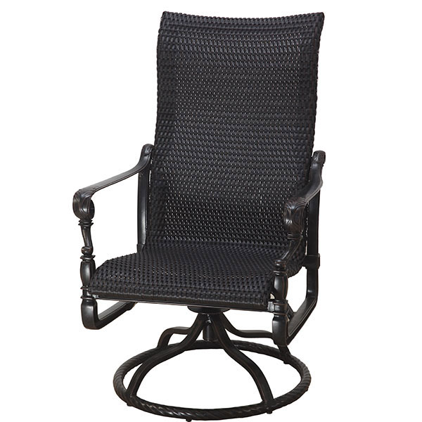 Grand Terrace Cast Aluminum Woven High Back Swivel Dining Chair by Gensun