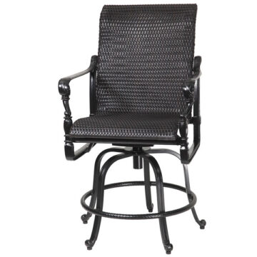 Grand Terrace Cast Aluminum Woven Swivel Rocker Balcony Stool by Gensun