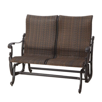 Florence Cast Aluminum Woven High Back Loveseat Glider by Gensun