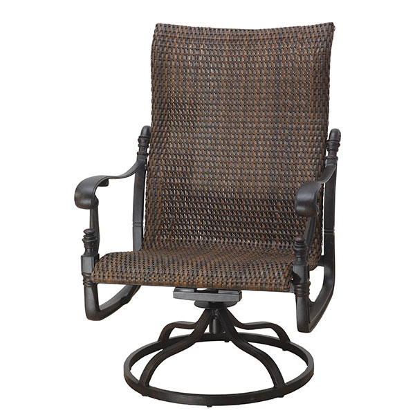 Florence Cast Aluminum Woven High Back Swivel Rocking Lounge Chair by Gensun