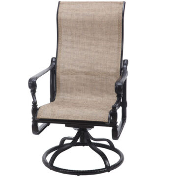 Grand Terrace Cast Aluminum High Back Sling Swivel Dining Chair by Gensun