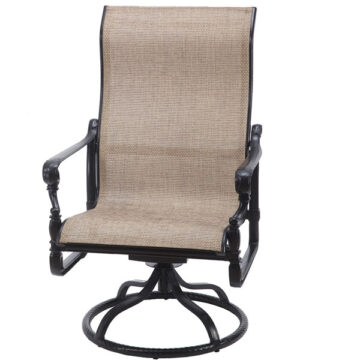 Grand Terrace Cast Aluminum Sling High Back Swivel Lounge Chair by Gensun