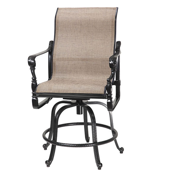 Grand Terrace Cast Aluminum Sling Swivel Rocker Counter Stool by Gensun