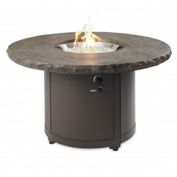 Marbleized Noche Beacon Round Gas Fire Pit Table by Outdoor Greatroom