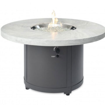 White Onyx Beacon Round Gas Fire Pit Table by Outdoor Greatroom