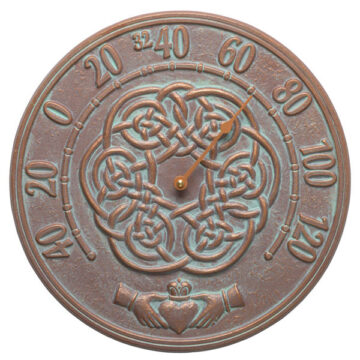 Irish Blessings 12" Indoor Outdoor Wall Thermometer- Copper Verdigris