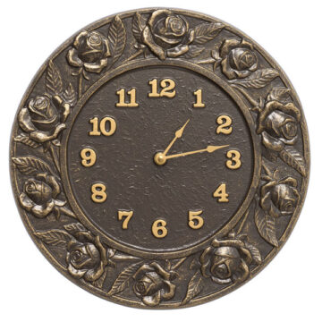 Rose 12" Indoor Outdoor Wall Clock-French Bronze