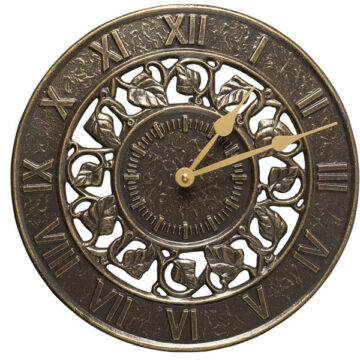 Ivy 12" Indoor Outdoor Wall Clock-French Bronze