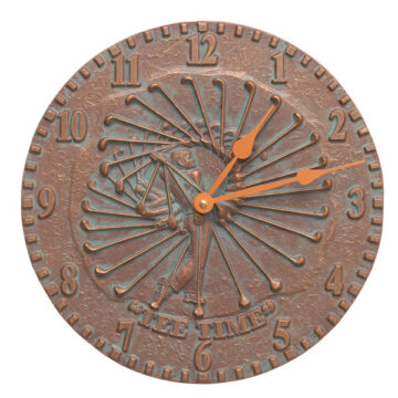 Golfer 12" Indoor Outdoor Wall Clock-Copper Verdigris