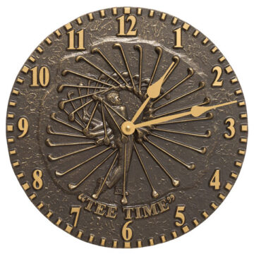 Golfer 12" Indoor Outdoor Wall Clock-French Bronze