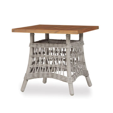 Lloyd Flanders Mackinac Wicker End Table Teak Top