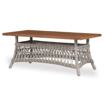 Lloyd Flanders Mackinac Wicker Coffee Table Teak Top