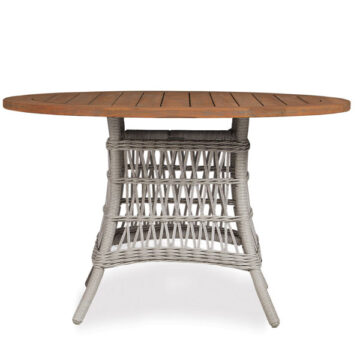 Lloyd Flanders 48 Inch Teak Umbrella Dining Table