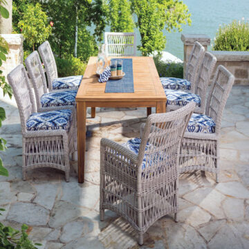 Lloyd Flanders Mackinac Dining Set w/ Teak Table