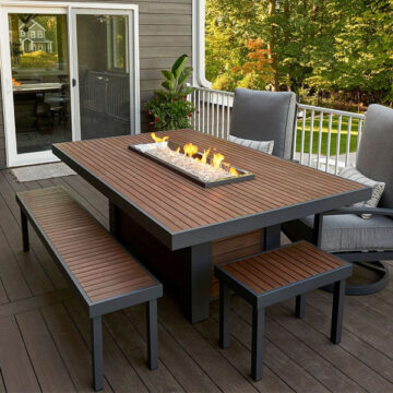 Kenwood Linear Dining Height Gas Fire Pit Table by Outdoor Great Room