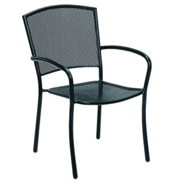 Albion Wrought Iron Dining Chair in Textured Black by Woodard