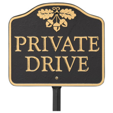 Private Drive Sign, Cast Aluminum – Wall or Lawn Mounting