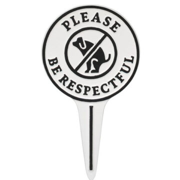 Please Be Respectful Dog Courtesy Lawn Stake-White/Black