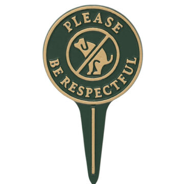 Please Be Respectful Dog Courtesy Lawn Stake-Green/Gold