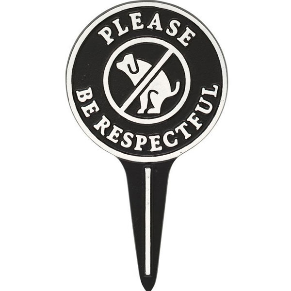 Please Be Respectful Dog Courtesy Lawn Stake-Black/White