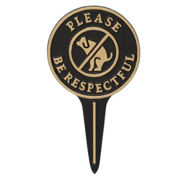Please Be Respectful Dog Courtesy Lawn Stake-Black/Gold