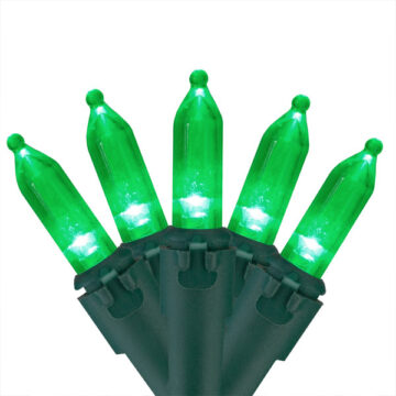 100 LED Green Italian Mini Light Set- Green Wire