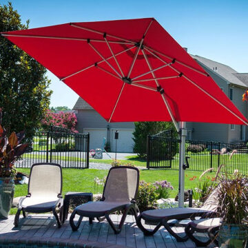 10' Square Aurora Cantilever Crank Lift Umbrella by Frankford