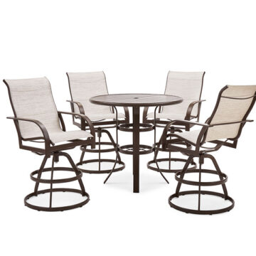 Key West Sling 5 Piece Bar Set (4 Swivel Bar Stools, 42" Bar Table) By Winston