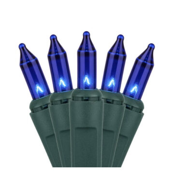 100-Count Blue-Color Mini Christmas Light Set, Green Wire
