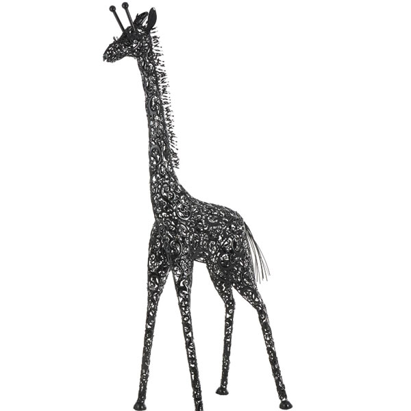 Black Metal Giraffe Indoor Outdoor Tall Garden Sculpture