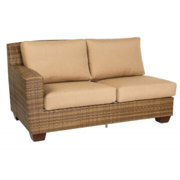 Saddleback Resin Wicker Left Arm Facing Loveseat Sectional by Woodard