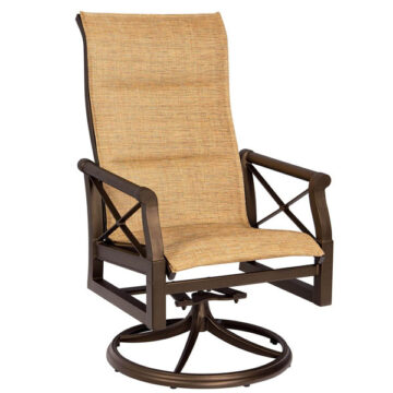 Andover Padded Sling Aluminum High Back Swivel Rocker by Woodard