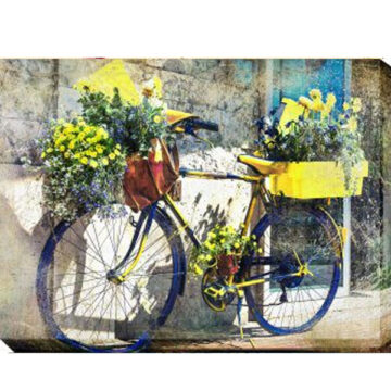 BLUE AND YELLOW BIKE 40×30 Outdoor Art by WOTWD