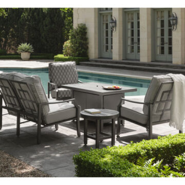 Nico Chat Group w/Tri Slat Fire Table by Woodard