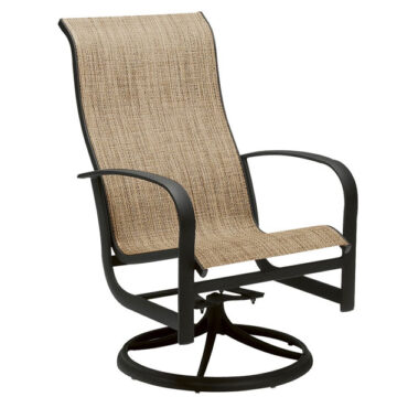 Fremont Sling Aluminum Swivel High Back Dining Chair by Woodard