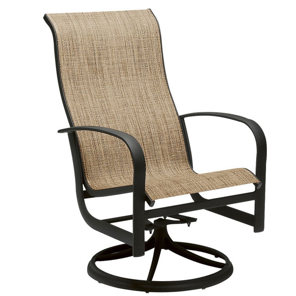 Fremont Sling Aluminum Swivel High Back Dining Chair by Woodard