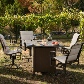 Belden Padded Counter Height Fire Table Set by Woodard