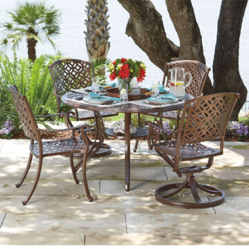 Casa Cast Aluminum 5PC Dining Chairs w/ 48" Table by Woodard