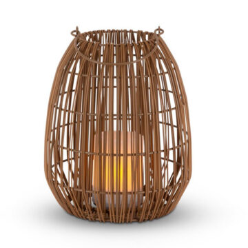 10.87"H Solar Dual Weaving Rattan Lantern