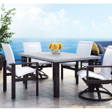 Elements Aluminum Sling Low Back Swivel Dining Chair by Homecrest