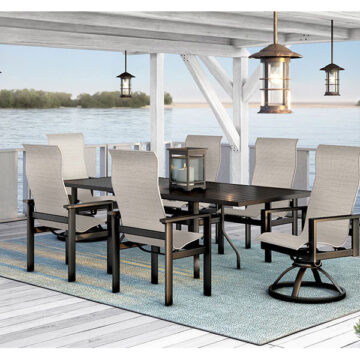 Elements High Back Swivel Sling Aluminum Dining Set by Homecrest