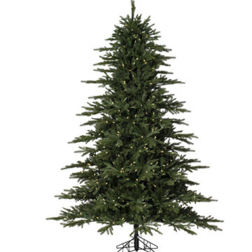 9' x 57" Kamas Fraser Fir Artificial Christmas Tree with Warm White LED Lights.
